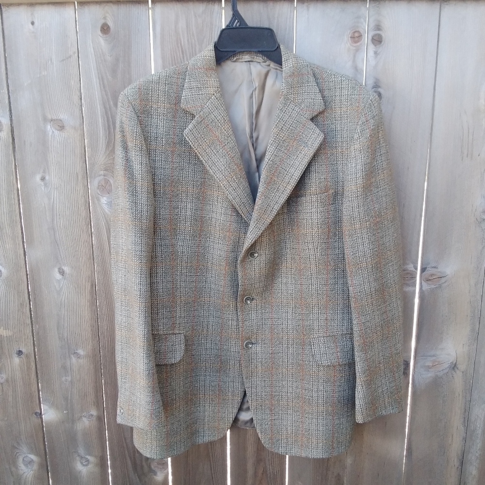Dunn & Co England Tweed Wool Blazer Jacket Sportscoat 42R Tan Vintage Preppy - Picture 2 of 8